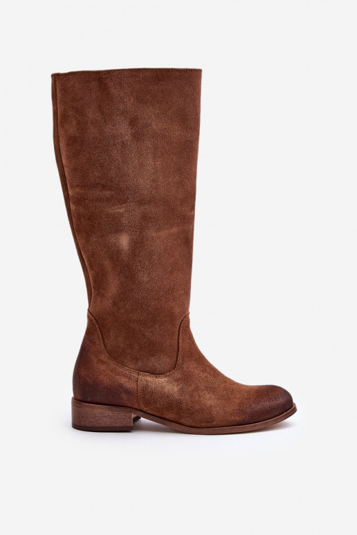 aus INildleder Damenstiefel Mittlere INade Zum Schloss LeZuski 3616 braune Farbe aus INildleder Damenstiefel Mittlere INade Zum Schloss LeZuski 3616 braune Farbe