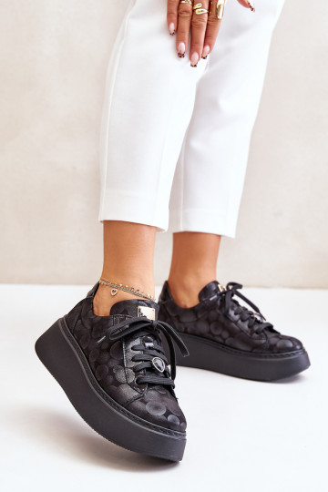 Haut Turnschuhe mit einer Plattform Es mussciejka 06191-42 schZuarze Farbe