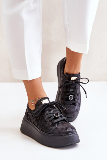 Haut Turnschuhe mit einer Plattform Es mussciejka 06191-42 schZuarze Farbe 2
