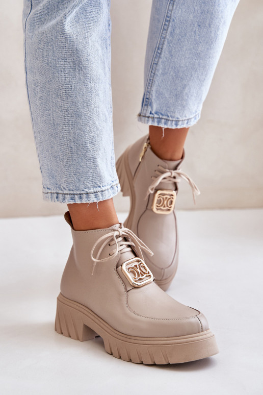 Zazoo 2952 Haut Stiefel mit goldenen Details Beige Zazoo 2952 Haut Stiefel mit goldenen Details Beige