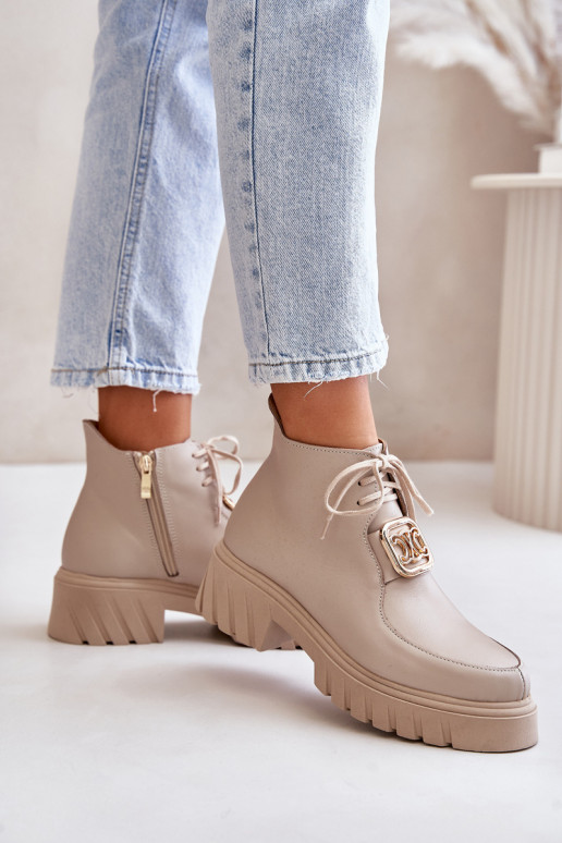 Zazoo 2952 Haut Stiefel mit goldenen Details Beige Zazoo 2952 Haut Stiefel mit goldenen Details Beige