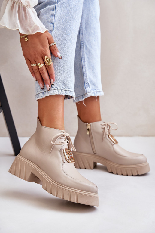 Zazoo 2952 Haut Stiefel mit goldenen Details Beige Zazoo 2952 Haut Stiefel mit goldenen Details Beige