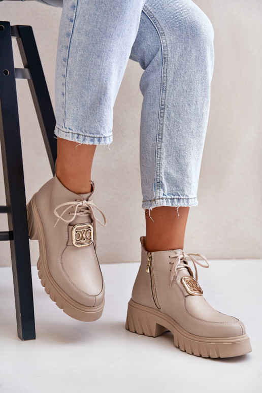 Zazoo 2952 Haut Stiefel mit goldenen Details Beige Zazoo 2952 Haut Stiefel mit goldenen Details Beige