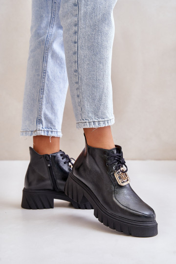 Zazoo 2952 Haut Stiefel mit goldenen Details schZuarze Farbe