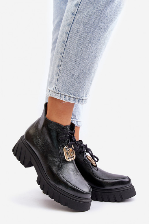 Zazoo 2952 Haut Stiefel mit goldenen Details schZuarze Farbe