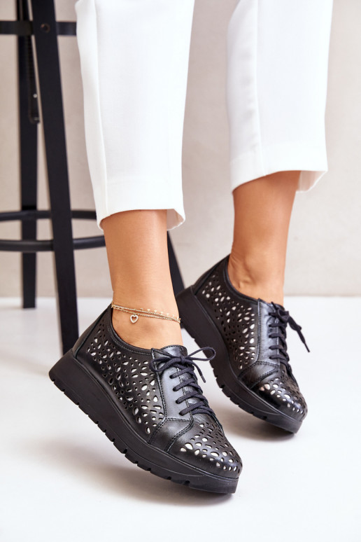 Zazoo 2973 Haut Schuhe mit einer Plattform mit durchbrochenen Elementen schZuarze Farbe Zazoo 2973 Haut Schuhe mit einer Plattform mit durchbrochenen Elementen schZuarze Farbe