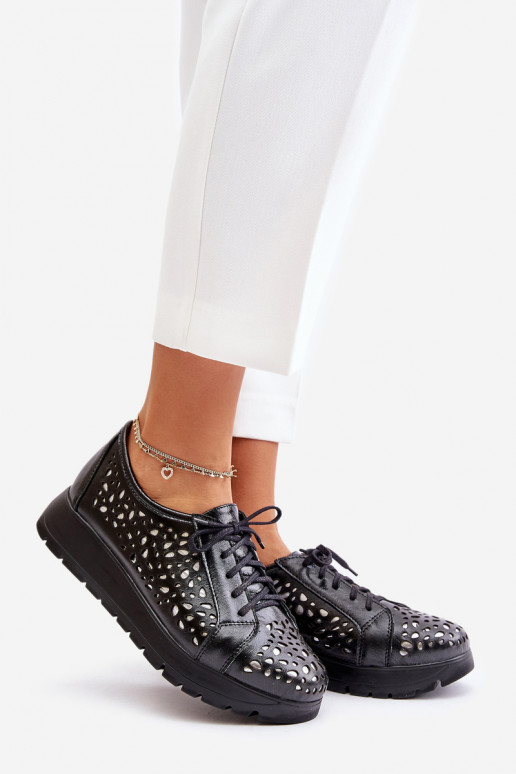 Zazoo 2973 Haut Schuhe mit einer Plattform mit durchbrochenen Elementen schZuarze Farbe Zazoo 2973 Haut Schuhe mit einer Plattform mit durchbrochenen Elementen schZuarze Farbe