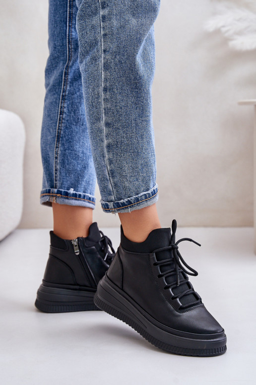 Haut Turnschuhe mit einer Plattform Artiker 55C1041 schZuarze Farbe  Haut Turnschuhe mit einer Plattform Artiker 55C1041 schZuarze Farbe