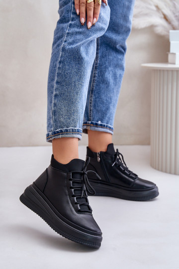 Haut Turnschuhe mit einer Plattform Artiker 55C1041 schZuarze Farbe 2