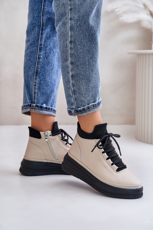  Haut Turnschuhe mit einer Plattform Artiker 55C0554 Beige