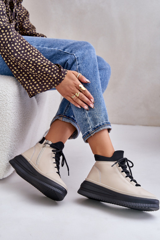  Haut Turnschuhe mit einer Plattform Artiker 55C0554 Beige