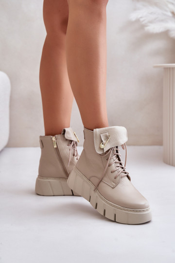 Zazoo 60511 Haut Damenstiefel mit einer Plattform sich Zuarm laufen Beige 2