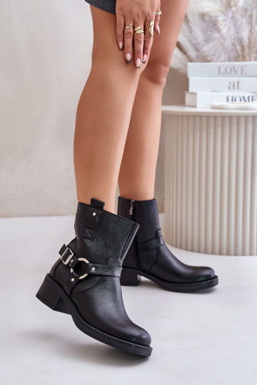 Zazoo 60480 Haut Stiefel Auf niedrigem Absatz sich Zuarm laufen schZuarze Farbe