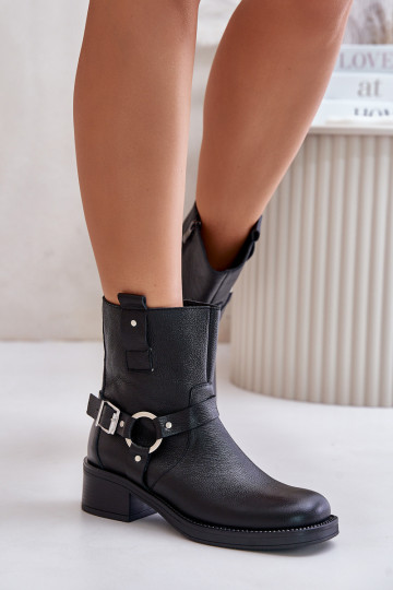 Zazoo 60480 Haut Stiefel Auf niedrigem Absatz sich Zuarm laufen schZuarze Farbe 2