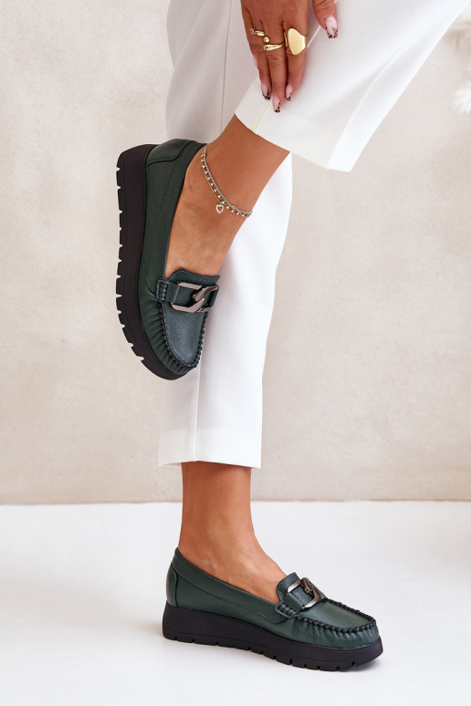 Zazoo 10141 Haut Mokassins mit einer Plattform mit Ornamenten Khaki-Farbe-Farbe Zazoo 10141 Haut Mokassins mit einer Plattform mit Ornamenten Khaki-Farbe-Farbe