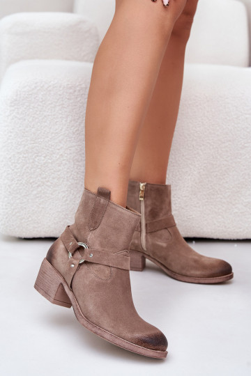 Zazoo 60477 gefütterte Wildlederstiefeletten mit Absatz, sandfarbene Farbe 2