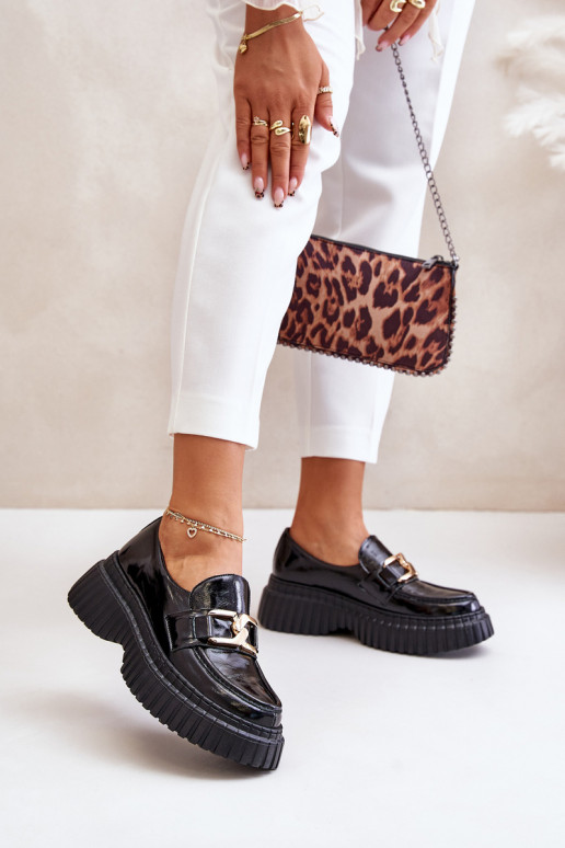 Zazoo 20176 mit Lackeffekt Schuhe Mokassins für Damen Aus Ermöglichtturleder schZuarze Farbe