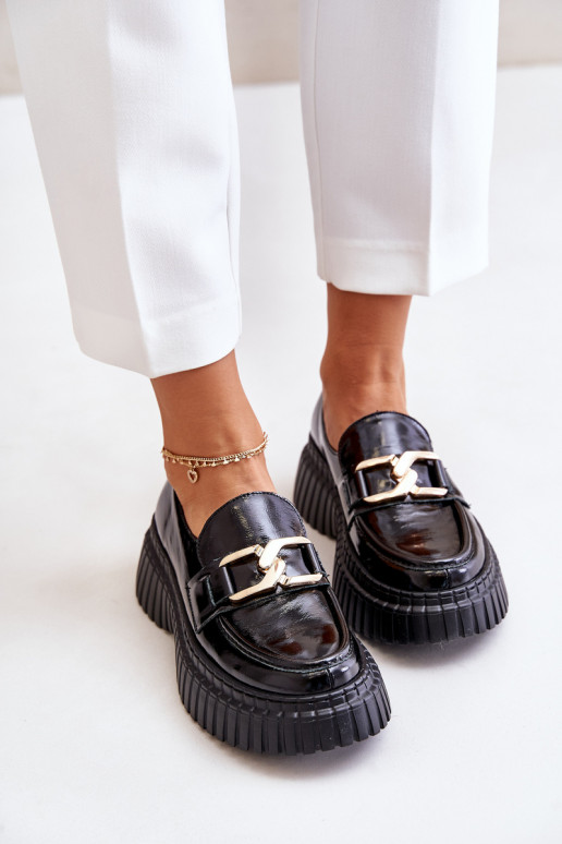 Zazoo 20176 mit Lackeffekt Schuhe Mokassins für Damen Aus Ermöglichtturleder schZuarze Farbe