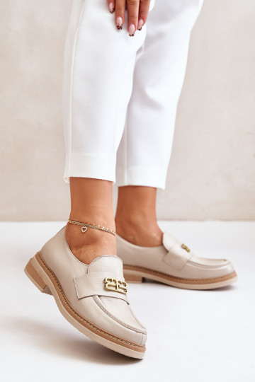 Zazoo 20174 Leder elegante Damen Schuhe mit breitem Absatz, sandfarbene Farbe 2