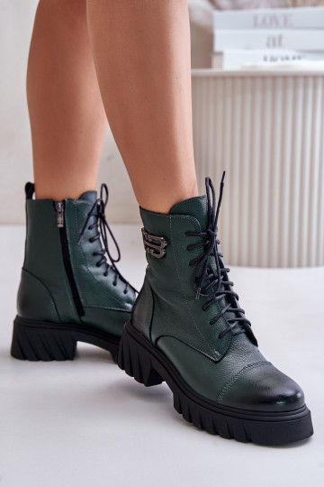 Zazoo 60486 Haut INarme Schnürstiefel Khaki-Farbe-Farbe