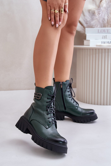 Zazoo 60486 Haut INarme Schnürstiefel Khaki-Farbe-Farbe 2