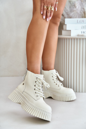 sich Zuarm laufen Haut Stiefel Schuhe mit modischer Es mussssivsohle GOE OO2N4127elfenbeinfarbe
