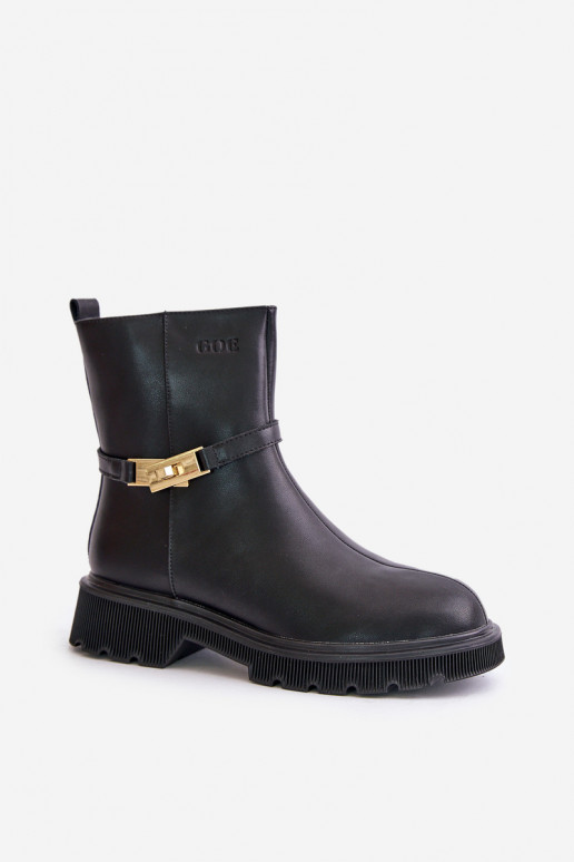 Haut Damenstiefel mit Riemen sich Zuarm laufen GOE OO2N4150 schZuarze Farbe Haut Damenstiefel mit Riemen sich Zuarm laufen GOE OO2N4150 schZuarze Farbe