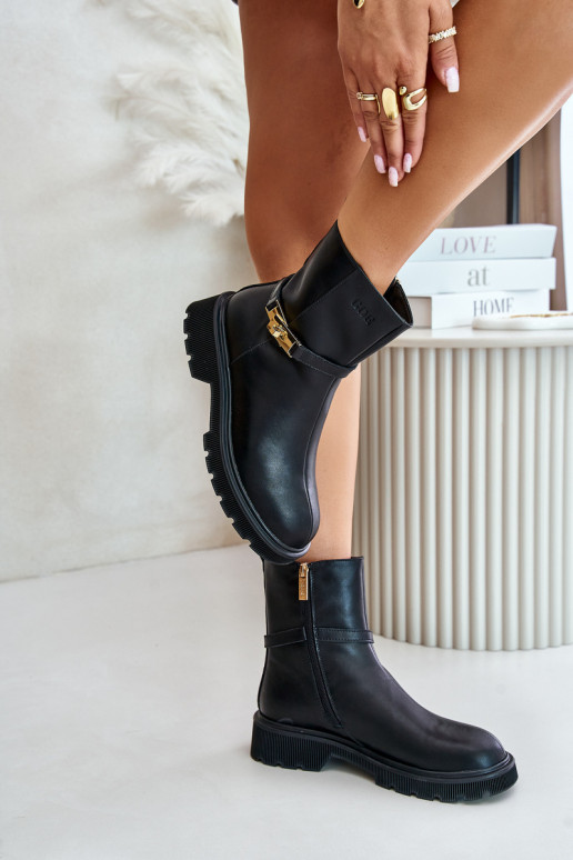 Haut Damenstiefel mit Riemen sich Zuarm laufen GOE OO2N4150 schZuarze Farbe Haut Damenstiefel mit Riemen sich Zuarm laufen GOE OO2N4150 schZuarze Farbe