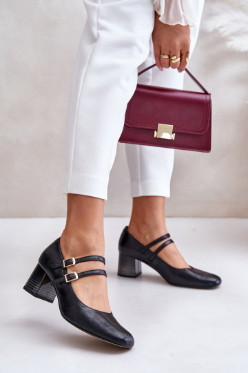 Haut Schuhe mit Streifen mit Absätzen Laura Messi 2857 schZuarze Farbe 2