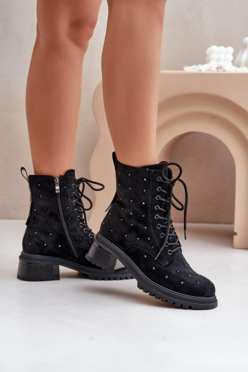 Dekorierte Damen warme Arbeitsknöchelstiefel D&A MR880-017 schwarze Farbe 2