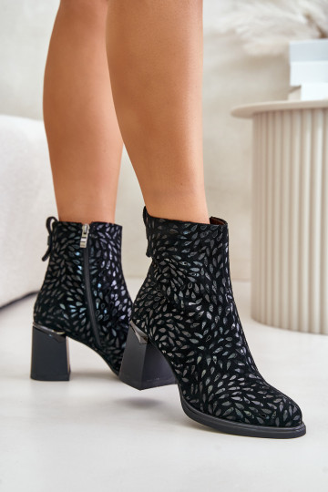 Wildlederstiefeletten mit elegantem Prägedesign D&A CR42-192 schwarze Farbe 2