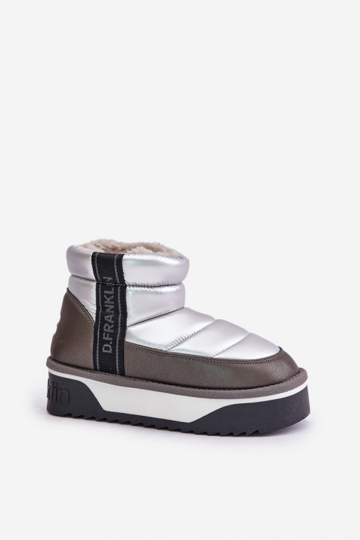 Niedrig Schneestiefel Auf dicker Sohle D.Franklin DFSH371010 Silberfarbe