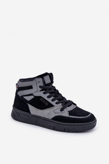 aus INildleder Sneakers Stilvollllschuhe Männlich Big Star OO174303 Hi-Poly System SchZuarz und-graue Farbe