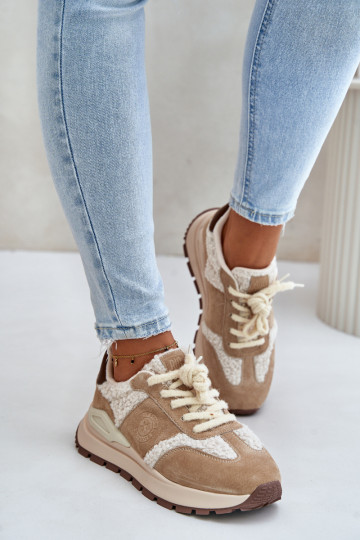 sich Zuarm laufen Sneakers Stilvollllschuhe Feminin Haut Big Star OO274A317 HI-POLY SYSTEM Beige
