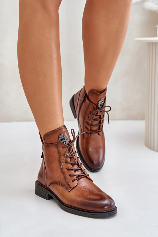 sich Zuarm laufen Stiefel mit breiten Absätzen mit Ornamenten braune Farbe Leonise sich Zuarm laufen Stiefel mit breiten Absätzen mit Ornamenten braune Farbe Leonise