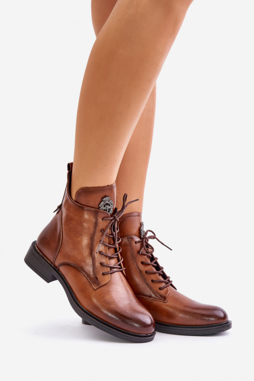sich Zuarm laufen Stiefel mit breiten Absätzen mit Ornamenten braune Farbe Leonise sich Zuarm laufen Stiefel mit breiten Absätzen mit Ornamenten braune Farbe Leonise