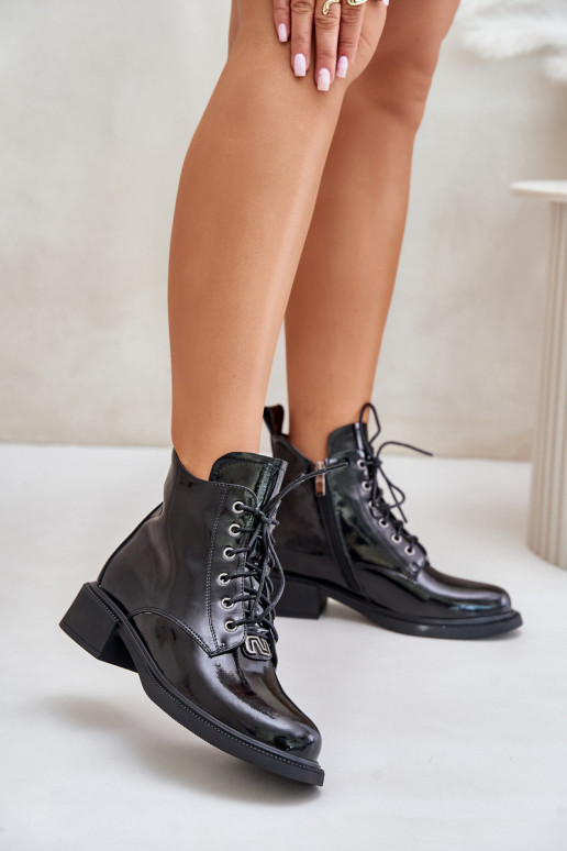 Haut mit Lackeffekt Stiefel mit AufZuärmen schZuarze Farbe Bellani Haut mit Lackeffekt Stiefel mit AufZuärmen schZuarze Farbe Bellani