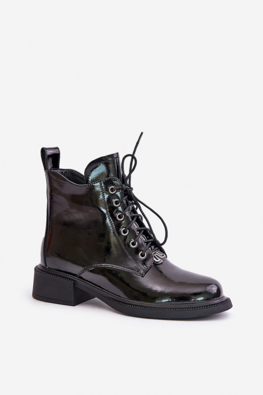 Haut mit Lackeffekt Stiefel mit AufZuärmen schZuarze Farbe Bellani Haut mit Lackeffekt Stiefel mit AufZuärmen schZuarze Farbe Bellani