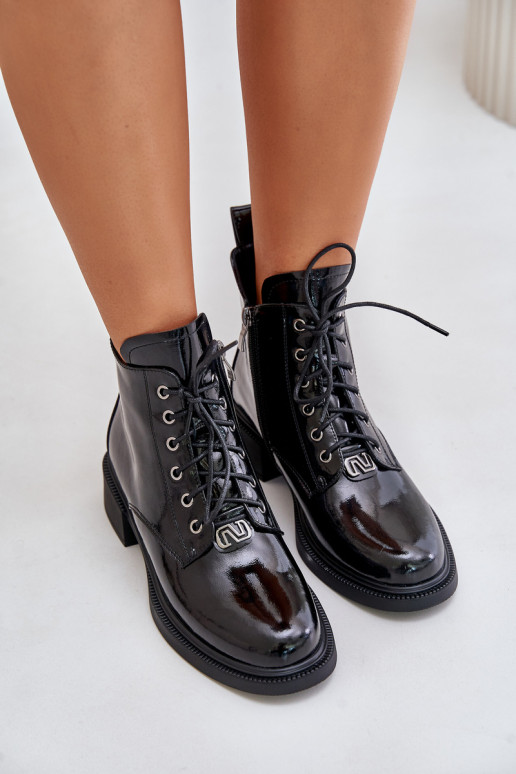 Haut mit Lackeffekt Stiefel mit AufZuärmen schZuarze Farbe Bellani Haut mit Lackeffekt Stiefel mit AufZuärmen schZuarze Farbe Bellani