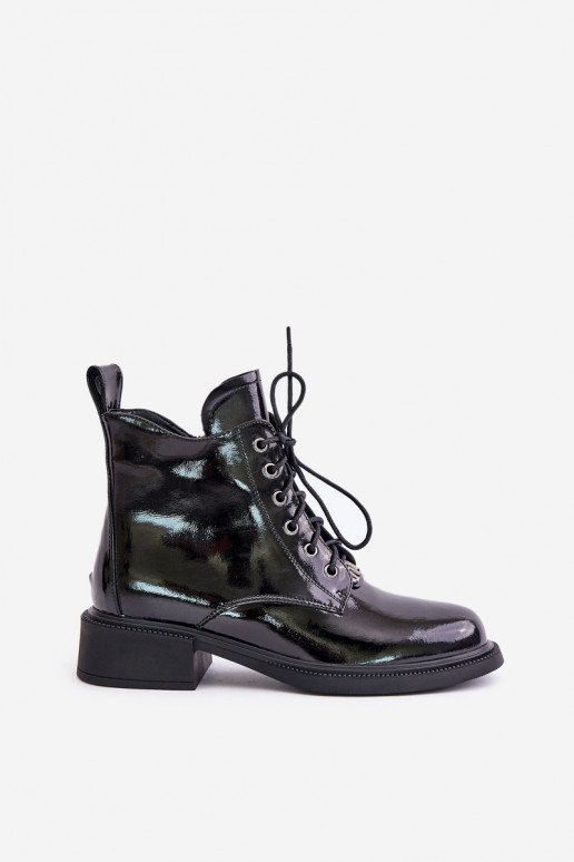 Haut mit Lackeffekt Stiefel mit AufZuärmen schZuarze Farbe Bellani Haut mit Lackeffekt Stiefel mit AufZuärmen schZuarze Farbe Bellani