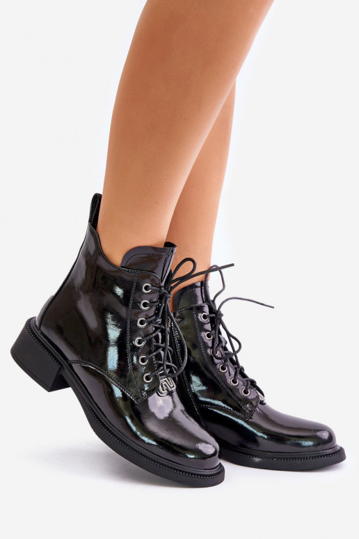 Haut mit Lackeffekt Stiefel mit AufZuärmen schZuarze Farbe Bellani Haut mit Lackeffekt Stiefel mit AufZuärmen schZuarze Farbe Bellani