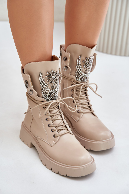 Eko Haut Arbeitsstiefeletten Mit Dekoration sich Zuarm laufen D&A MR880-080 Beige