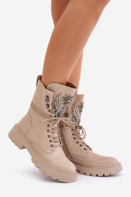 Eko Haut Arbeitsstiefeletten Mit Dekoration sich Zuarm laufen D&A MR880-080 Beige