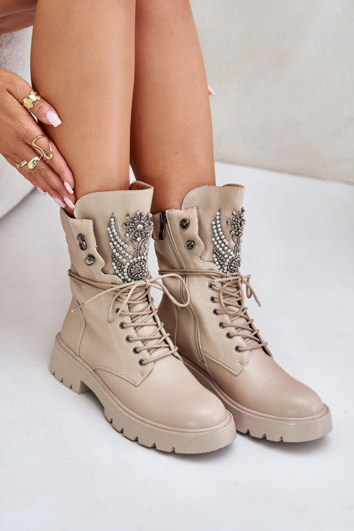 Eko Haut Arbeitsstiefeletten Mit Dekoration sich Zuarm laufen D&A MR880-080 Beige