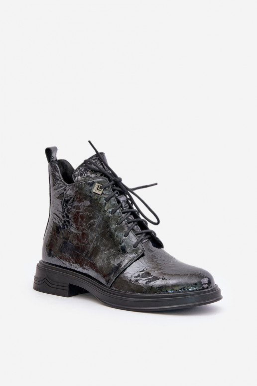 Haut mit Lackeffekt Damenstiefel sich Zuarm laufen Zum Schloss D&A LZ42-042 SchZuarz und-graue Farbe Haut mit Lackeffekt Damenstiefel sich Zuarm laufen Zum Schloss D&A LZ42-042 SchZuarz und-graue Farbe