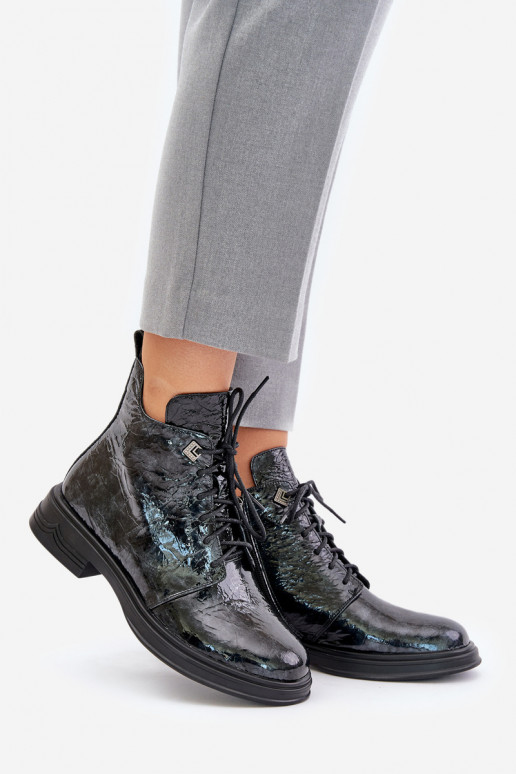 Haut mit Lackeffekt Damenstiefel sich Zuarm laufen Zum Schloss D&A LZ42-042 SchZuarz und-graue Farbe Haut mit Lackeffekt Damenstiefel sich Zuarm laufen Zum Schloss D&A LZ42-042 SchZuarz und-graue Farbe