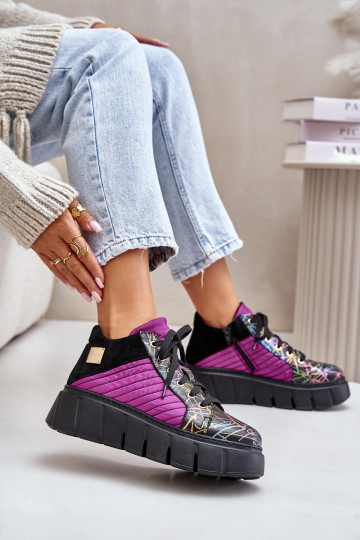 Haut Sneakers Stilvollllschuhe mit einer Plattform Es mussciejka 06767-15 pinke Farbe