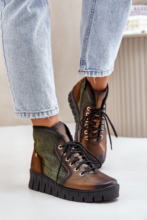 Haut Botkund Plattform I Koturnie Es mussciejka 06702-09 Grün-goldene Farbe