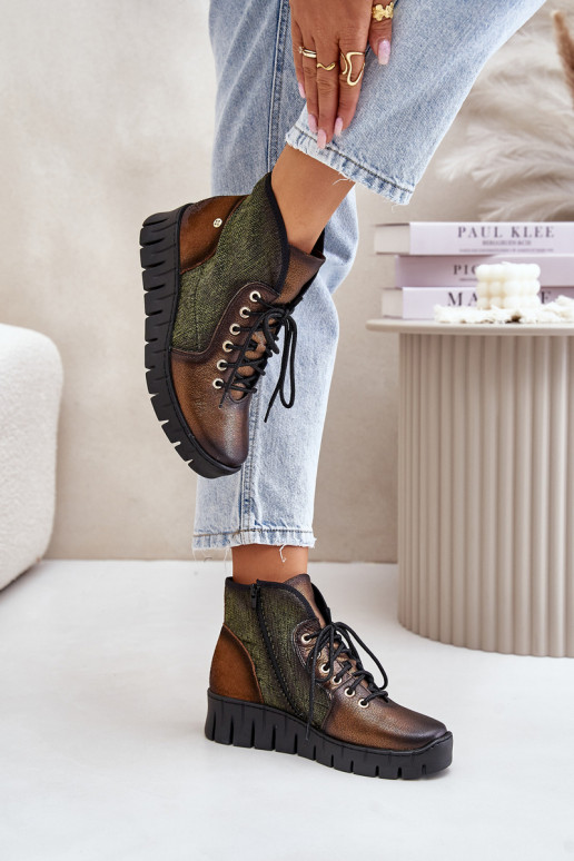 Haut Botkund Plattform I Koturnie Es mussciejka 06702-09 Grün-goldene Farbe