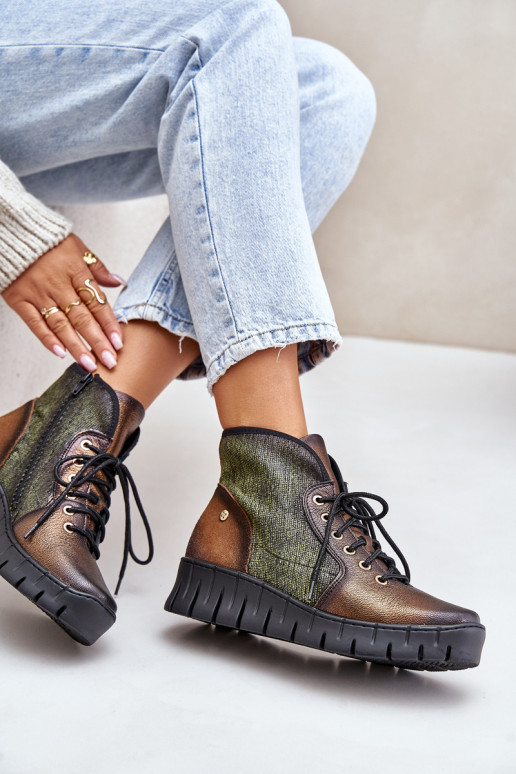 Haut Botkund Plattform I Koturnie Es mussciejka 06702-09 Grün-goldene Farbe